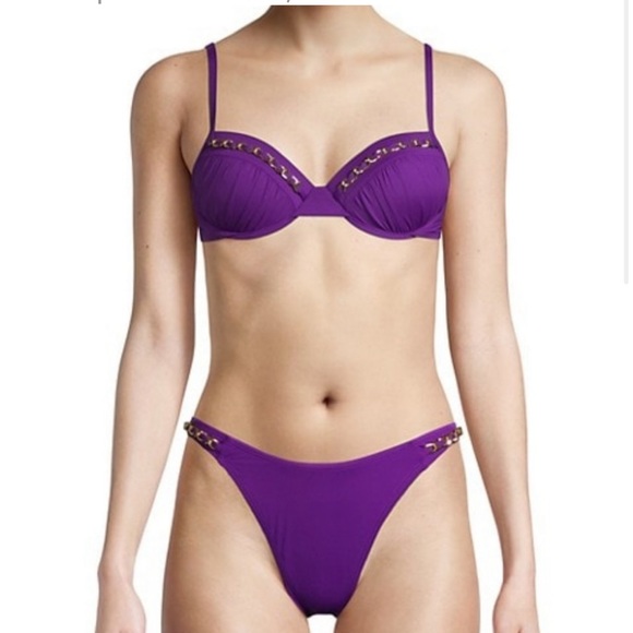 Lilly Pulitzer Bikini Dascha Top & Markel Bottom sz 10 Purple w/ gold Chain - Picture 1 of 5